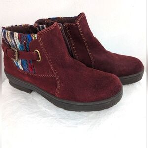 Earth Origins Tate Merlot Suede Ankle Boots women's size 8
